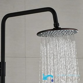 Zuhanyrendszer EYN NTC79887 LED-világítással, többféle vízsugárral, falon kívüli kivitelben, matt fekete felülettel
