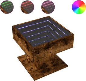 vidaXL füstös tölgy szerelt fa dohányzóasztal LED-del 50 x 50 x 45 cm