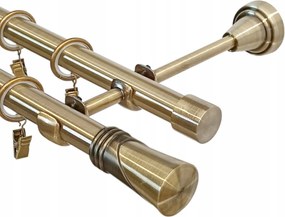 Dupla Függönykarnis Arany 19 MM MIX Végek 200 cm Galvanizált Függönykarnis