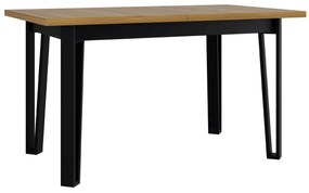 Asztal Victorville 354Fekete, Grandson tölgy, 79x80x140cm, Hosszabbíthatóság, Laminált forgácslap, Fém