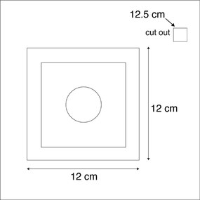 6 darabos süllyesztett spotlámpa készlet fehér 12 cm-es négyzet alakú - Gypsy Stucco