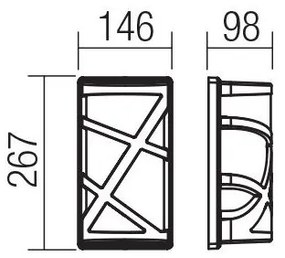 Redo 9097 - Kültéri fali lámpa  VORTEX 1xE27/20W/230V IP44