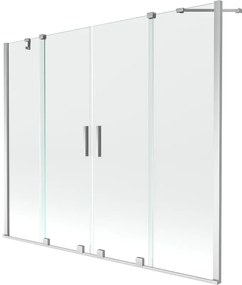 Mexen Velar Duo, 2 szárnyas eltolható kádparaván 200 x 150 cm, 8mm átlátszó üveg, króm profil, 896-200-000-02-01