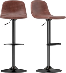 HOMCOM 2 db Magas Bárszék Beépített Háttámlával és Lábpihentővel - Magasságállítható 84-104 cm PU Kárpitozással, 360° -ban Forgatható Konyhai Székek B