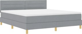vidaXL LED Box Spring Ágy matracmal Világosszürke 180 x 200 cm szövet
