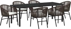 vidaXL Kert étkező szett 7 pcs Barna Porszórt acél