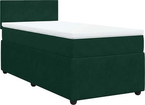 vidaXL sötétzöld bársony rugós ágy matraccal 90 x 200 cm