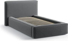 Szürke kárpitozott ágyneműtartós egyszemélyes ágy ágyráccsal 90x200 cm Jodie – Micadoni