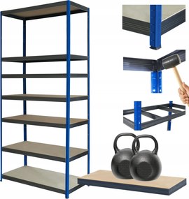 Tárolószekrény fém állvány Helios 270x100x50cm 7Px275kg Tömör Kék