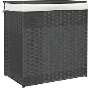 vidaXL szürke polyrattan szennyeskosár 2 rekesszel 53x33x57 cm