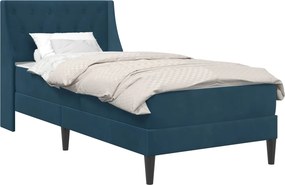 vidaXL Ágykeret matraccal Falra szerelhető 2 pcs Kék Bársony