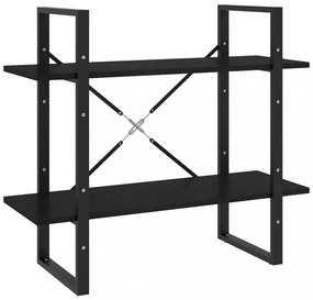kétszintes fekete tömör fenyőfa könyvszekrény 80 x 30 x 70 cm
