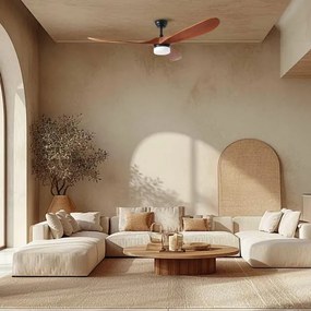 ZEVENTI - LED mennyezeti ventilátor GINOSA LED/18W/230V Wi-Fi Tuya fekete/tölgy + távirányító