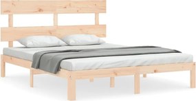 vidaXL tömör fa ágykeret fejtámlával King Size