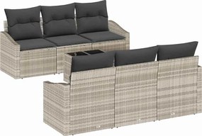 vidaXL Kanapé Szett párnával párnával 7 pcs Világosszürke polirattan