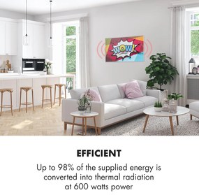Klarstein Wonderwall Air Art 60, infravörös hősugárzó, 101 x 60 cm, 600 W, falra szerelhető, távirányító