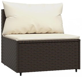 vidaXL 2 db barna polyrattan kerti középső kanapé párnával