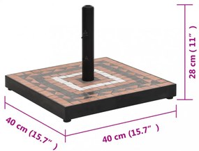 terrakotta és fehér négyzet alakú napernyő talp 12 kg