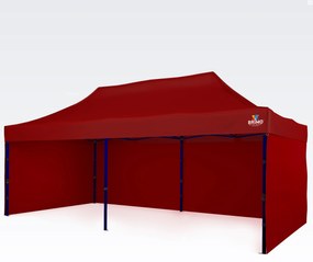 6x3 m sátor összecsukható – összecsukható, 3 fallal - plusz 3 oldalfal - Piros