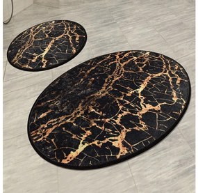 2x Fürdőszobai szőnyeg GOLDES 60x100 cm fekete/arany színben