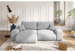 Világosszürke kordbársony sarokkanapé (variálható) Justin – Ropez