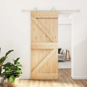 Tömör fenyőfa tolóajtó fémszerelék szettel 85x210 cm
