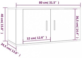 2 db betonszürke fali TV-szekrény 80 x 34,5 x 40 cm