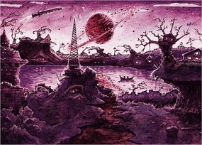 Kép - Elvarázsolt falu (üvegen) (70x50 cm)