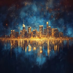 Vászonkép Canvas Panoráma Éjszaka Usa New York Manhattan Fények 80x80