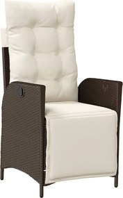 vidaXL barna polyrattan dönthető kerti szék lábtartóval