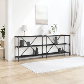 Kisegítő Asztal Fekete Tölgy 200x30x75 cm Mérnöki Fa és Acél