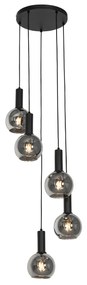 Art Deco lógólámpa fekete füstüveggel kerek 5-lámpás - Josje