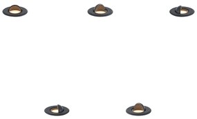 5 darabos modern fekete talajba süllyeszthető spotlámpa LED-del, IP67 - Linsey