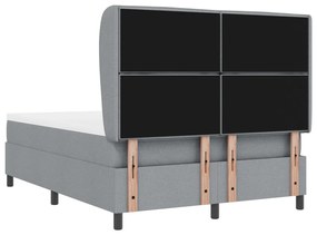 Boxspring Ágy Matrac Alkalmas Világosszürke 140x200 cm Szövet