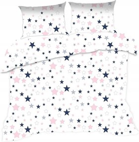 Ágyneműhuzat 160x200 csillagos fehér rózsaszín Kids