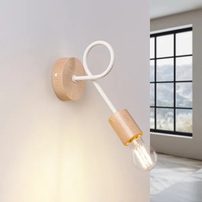Sollux SL.1473 - Fali lámpa EMBER 1xE27/15W/230V fehér/bézs/bükkfa
