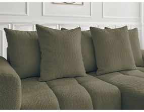 Khaki buklé kinyitható-tárolóhelyes sarokkanapé (jobb oldali-heverő résszel) Roxelane – Bobochic Paris