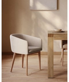 Krémszínű kárpitozott karfás étkezőfotel Harlan – Kave Home