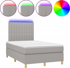 vidaXL világosszürke szövet rugós és LED-es ágy matraccal 120 x 200 cm
