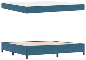 Ágykeret matracmal Sötétkék és fehér 200 x 200 cm Bársony