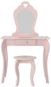 Rózsaszín gyermek fésülködőasztal székkel