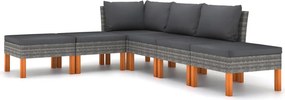 vidaXL 6 részes szürke polyrattan kerti ülőgarnitúra párnákkal