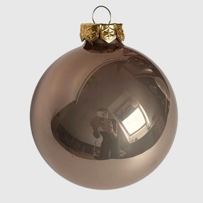 Rosegold karácsonyi üveggömb szett, 8 cm, 6 db