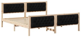 Ágykeret fejtámlával Fekete 160 x 200 cm Tömör fenyőfa