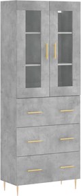 vidaXL betonszürke szerelt fa magasszekrény 69,5 x 34 x 180 cm