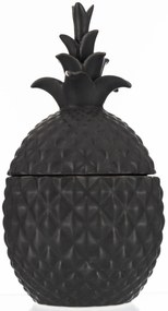Dekoratív Dekorfigura Ananász fedővel Kerámia Lakkfekete 23x12x12cm