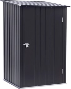 Outsunny Fém Kerti Szerelő Tároló 1.6m³ 100x103x160cm Pent Zsindelyes Tetővel Zárható Ajtóval, Időjárásálló Kerti Szerelőszekrény, Sötétszürke | Aosom