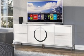 TV asztal / szekrény Evenna (magasfényű fehér). Akció -16%. 1025838