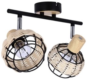 Spotlámpa TAJGA 2xE14/40W/230V rattan/fekete