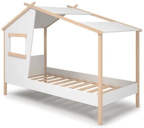 Fehér házikó alakú borovi fenyő gyerekágy 90x190 cm Luba – Marckeric